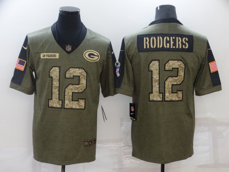 Men's Green Bay Packers Aaron Rodgers #12 Brown Jersey